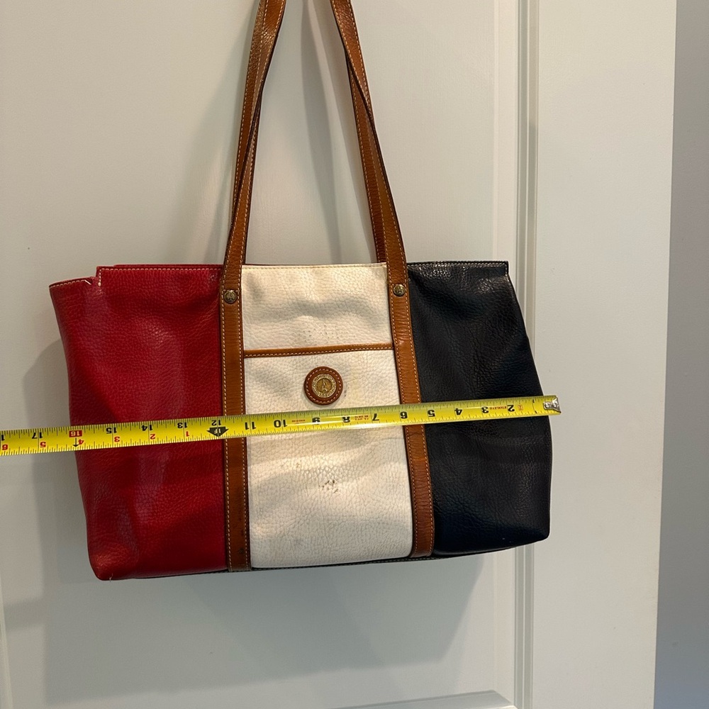 La Tour Eiffel 1887 Tricolor Leather Tote Bag French Flag Red Blue White Vintage